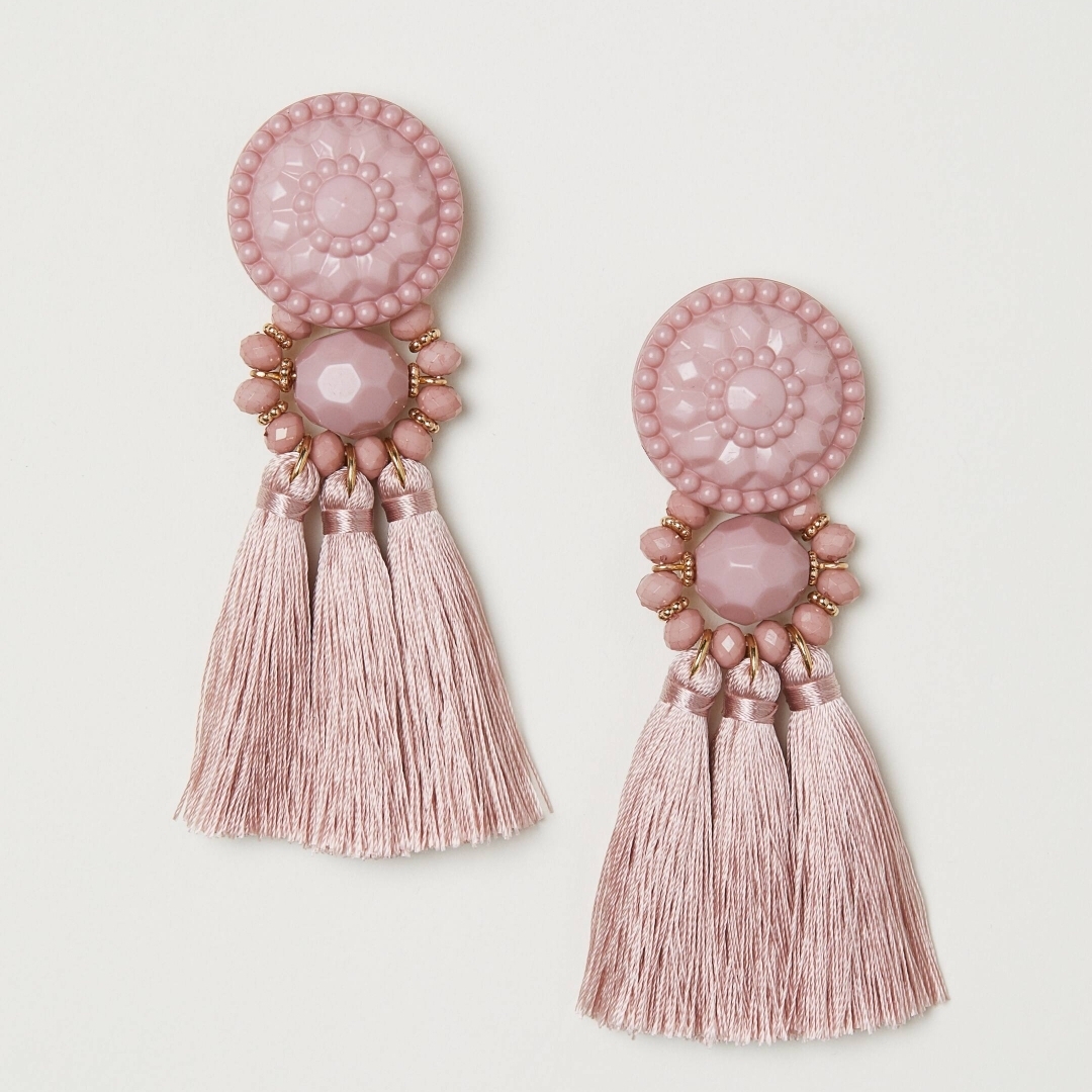 H&M Blush Pink Tassel Earrings